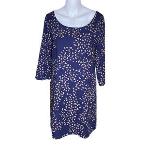 Everly Navy Bird Print Dress Open Back Size Large